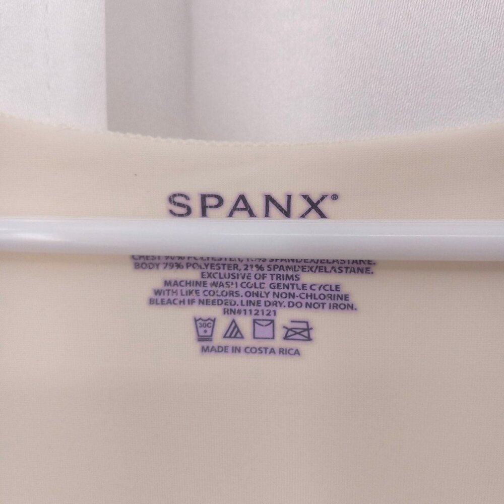 Spanx Beige Shapewear Tank Top Lace Inset M Sleeveless Scoop Neck Stretch - Picture 5 of 8